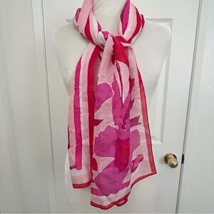 Anne Klein Vibrant Pink Floral Silk Scarf